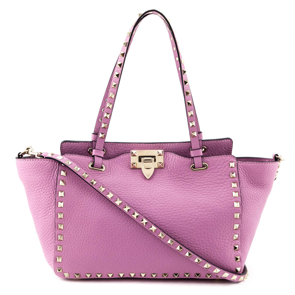 Valentino Rockstud Glam Lock Small Star Embellished Shoulder Bag Poudre  Nude Pink Leather