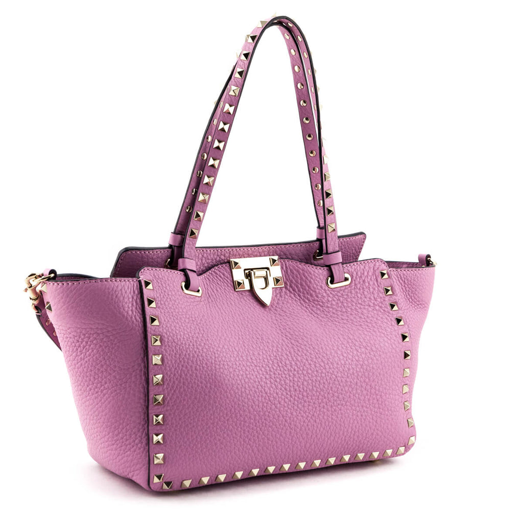 VALENTINO Garavani Lovestud Calfskin Leather Tote Bag Pink