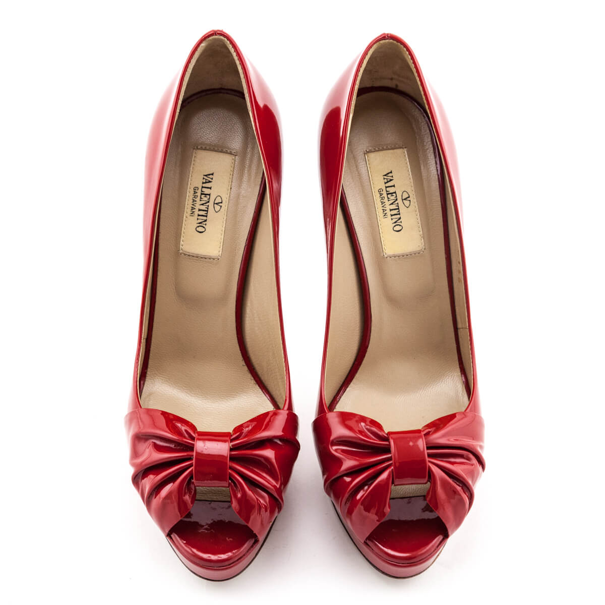 Valentino Red Patent Leather Platform Bow Pumps Online Consignment