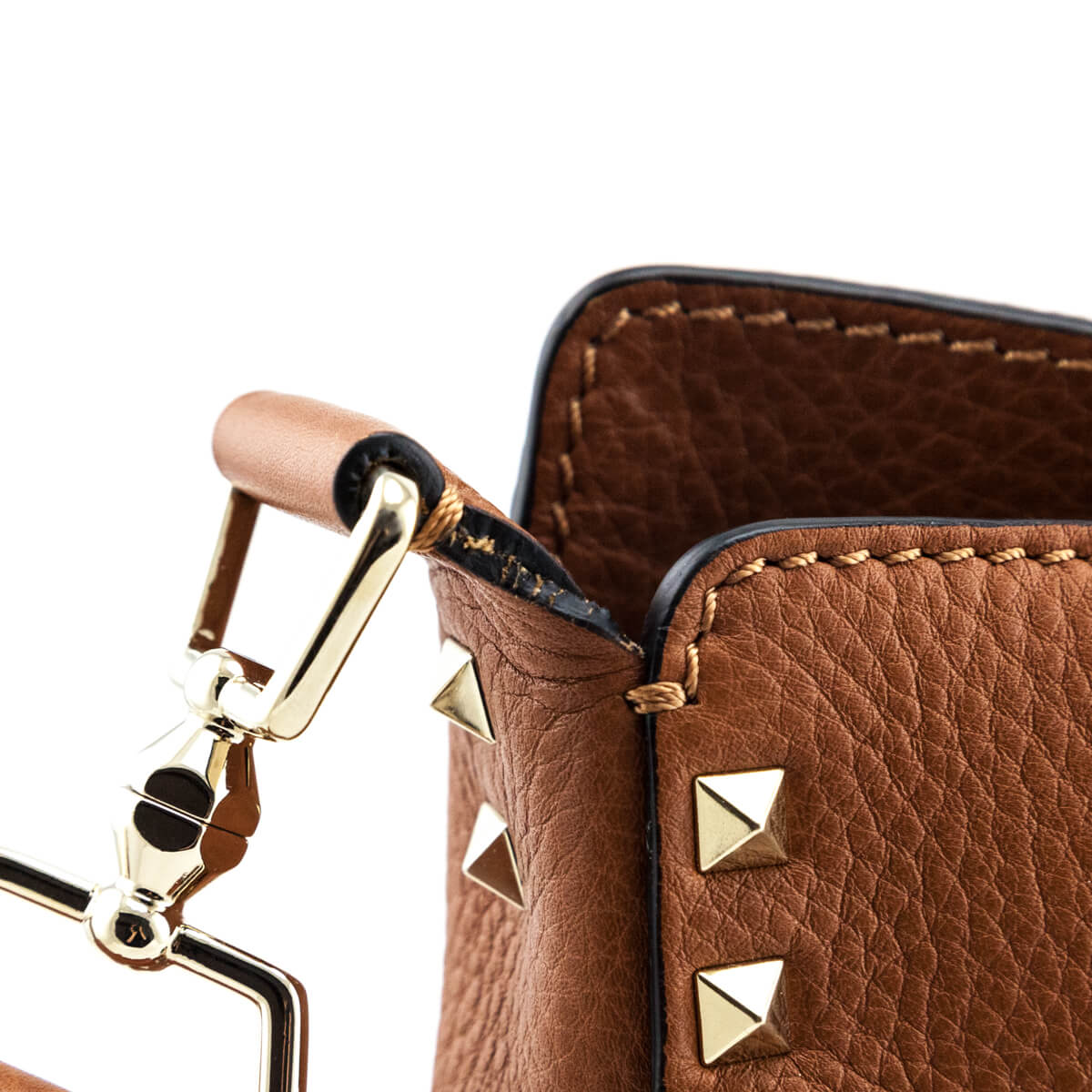 Valentino Tan Pebbled Calfskin Small Rockstud Flip-Lock Messenger Bag - Love that Bag etc - Preowned Authentic Designer Handbags & Preloved Fashions