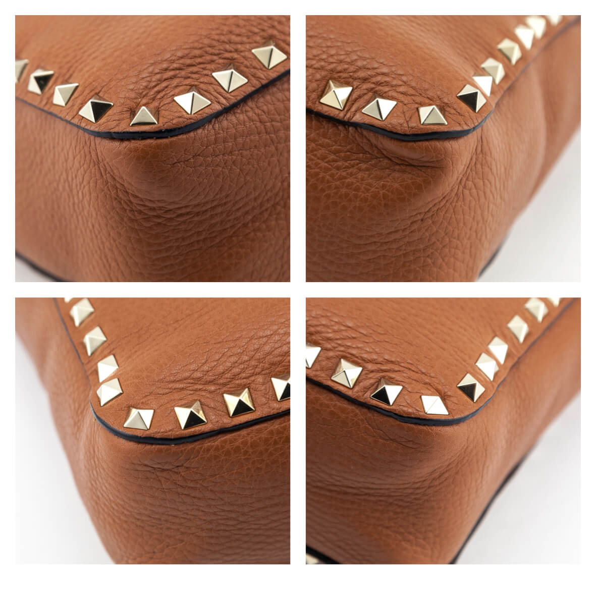 Valentino Tan Pebbled Calfskin Small Rockstud Flip-Lock Messenger Bag - Love that Bag etc - Preowned Authentic Designer Handbags & Preloved Fashions