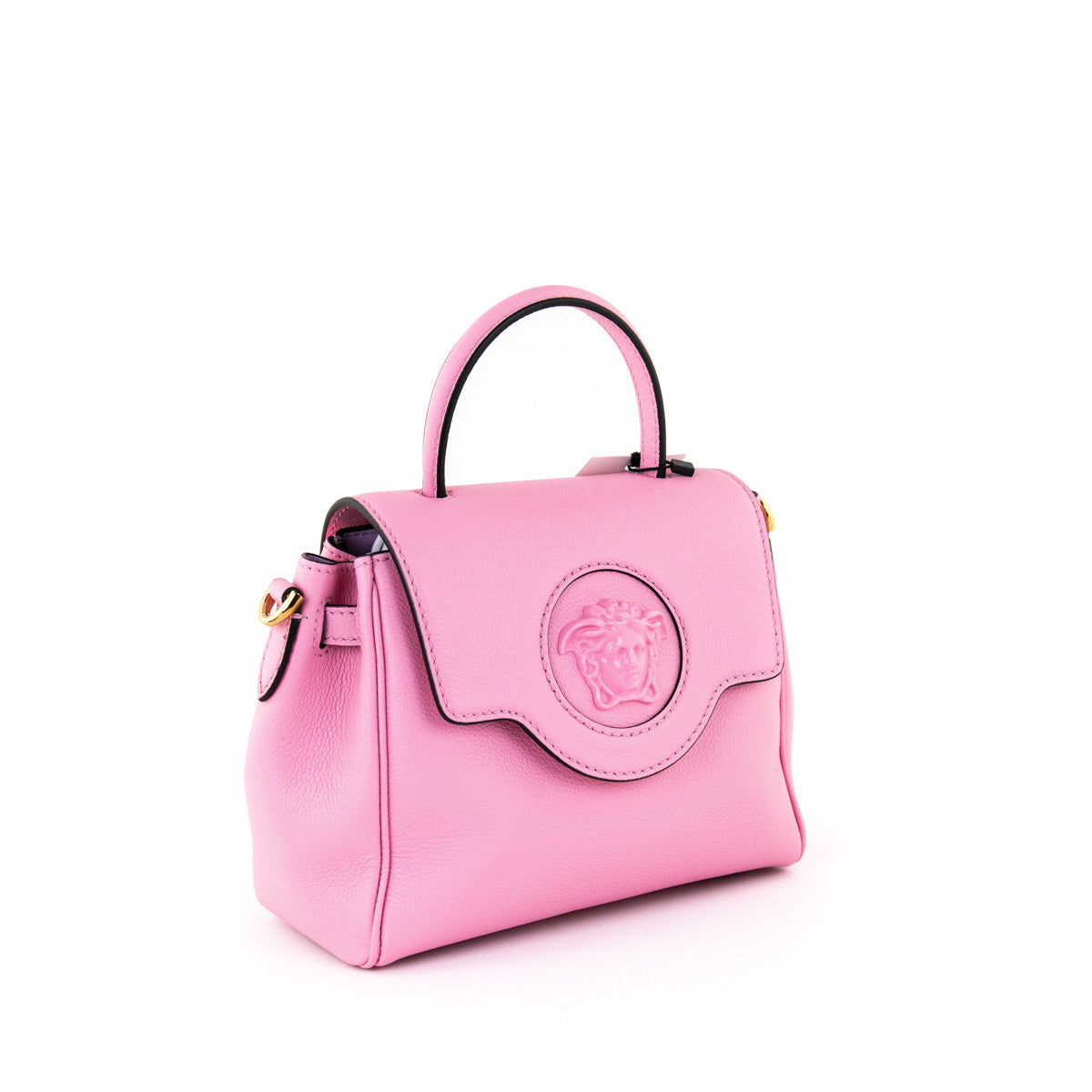 Versace La Medusa Pink Grained Calfskin Leather Shoulder Bag