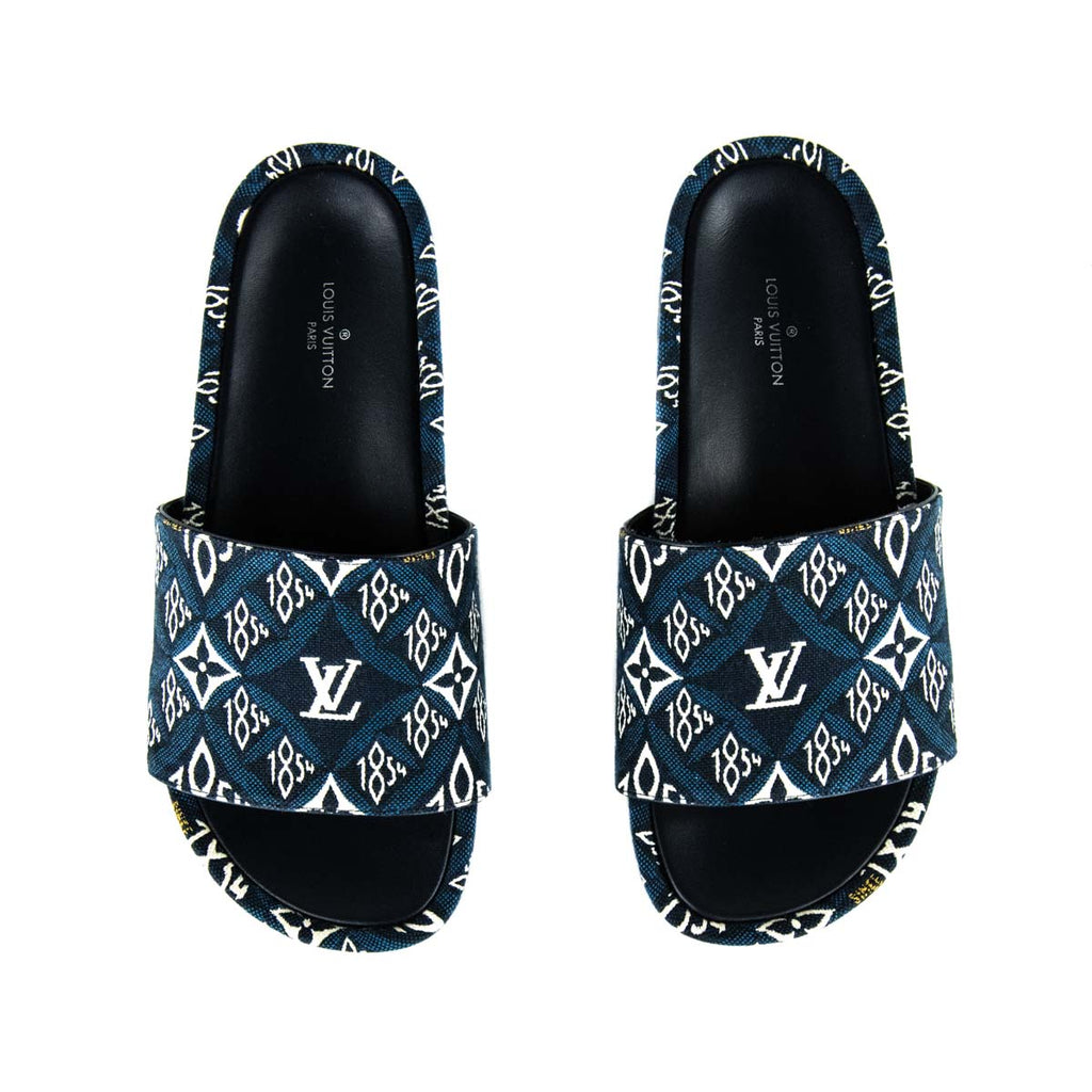 Louis Vuitton Blue Jacquard Since 1854 Size 38 Mules – Shop Luxe